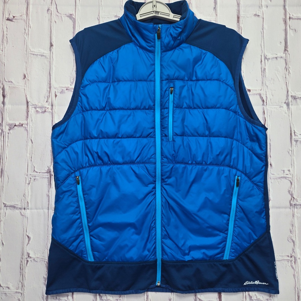 Eddie Bauer Vest Blue Quilted PrimaLoft Hybrid Puffer Casual Outdoor Men L